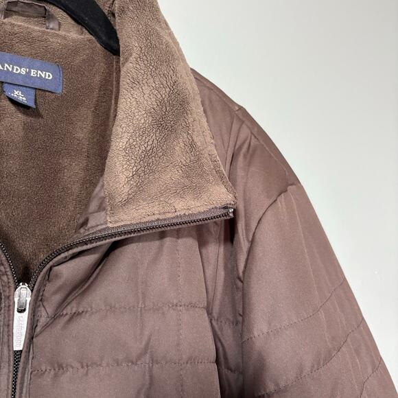 Lands' End Brown Fleece Lined Quilted Puffer Jacket - 18/20 - Women's Plus Size - Picture 2 of 6